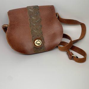 Vintage artisan inspired beaded leather bag
